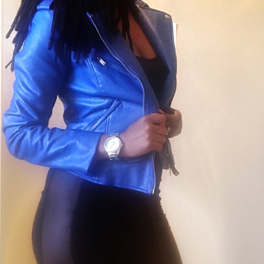 Zara Cobalt Blue Leather Jacket